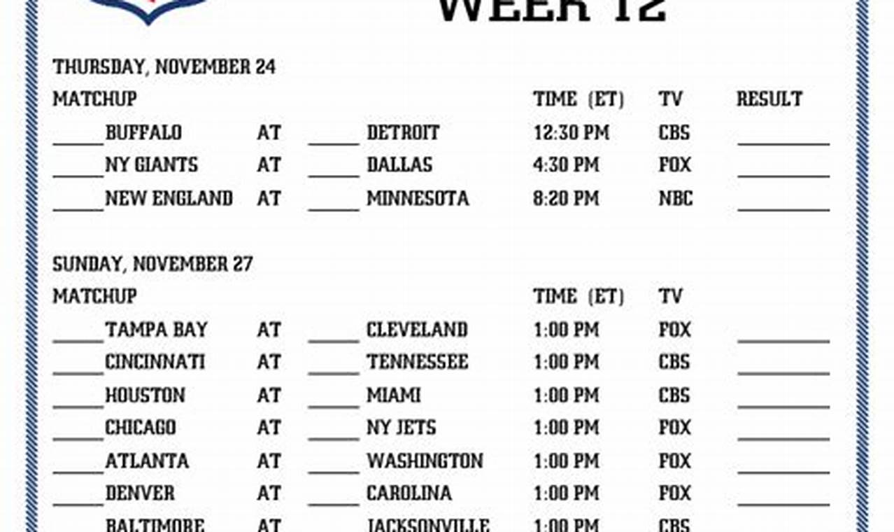 Nfl 2024 Schedule Week 12