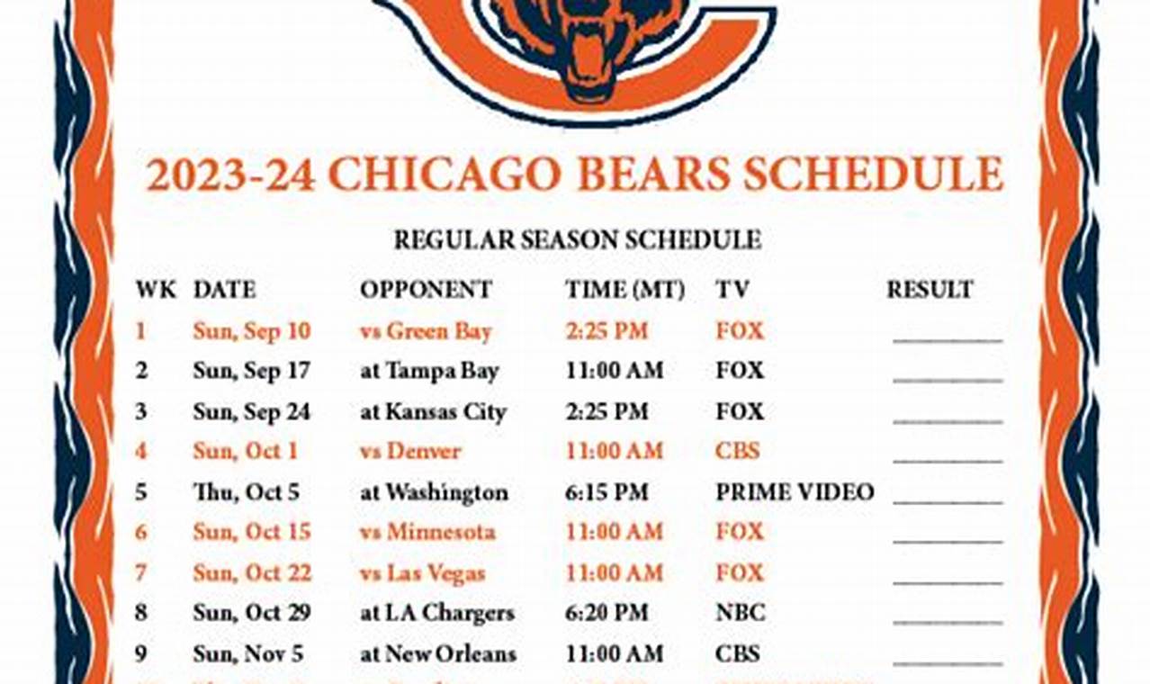 Nfl Schedule 2024 Bears