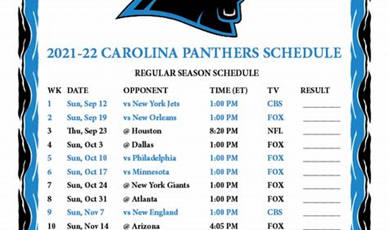 Nfl Schedule Carolina Panthers 2024