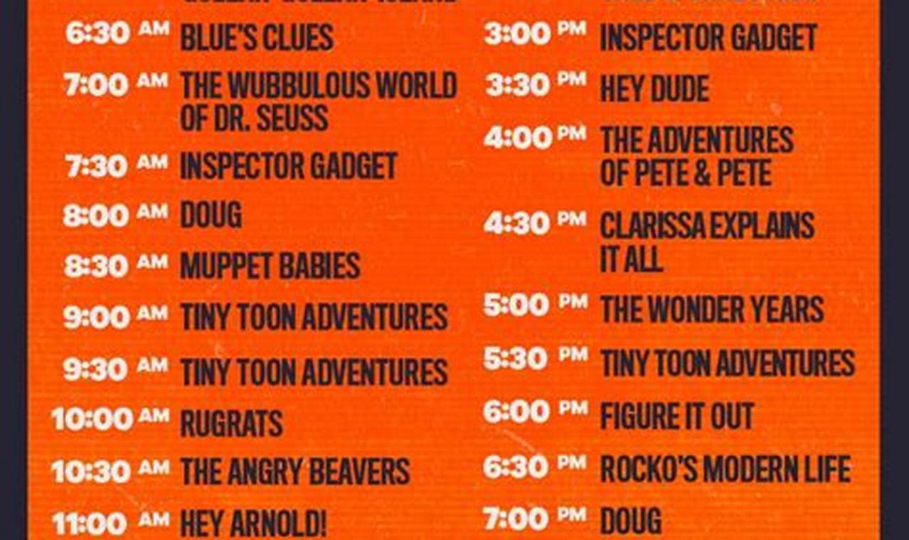 Nickelodeon Schedule 2024