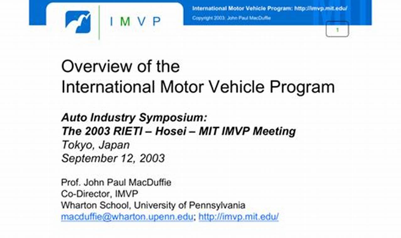 Niepublikowany Dokument Roboczy International Motor Vehicle Program