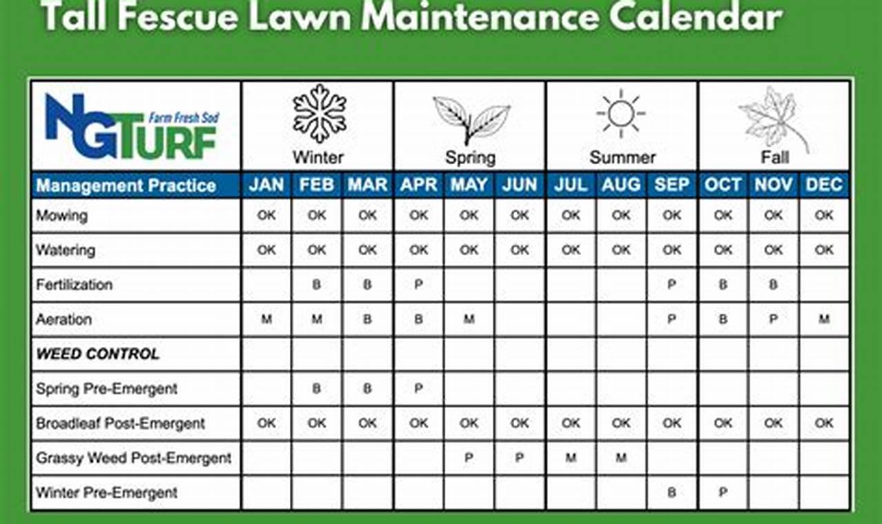 North Carolina Fescue Lawn Care Calendar