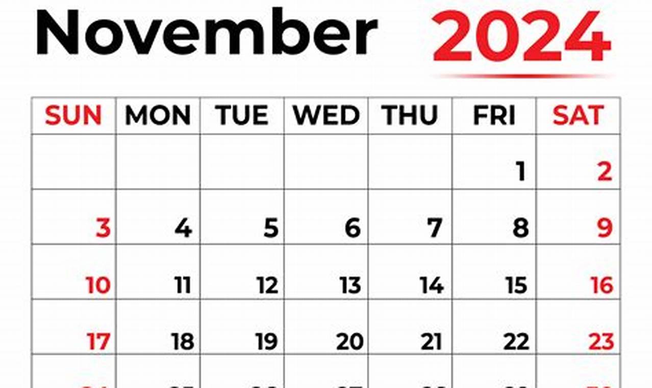 November 26 Calendar 2024