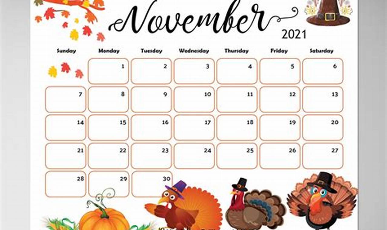 November Calendar Fall