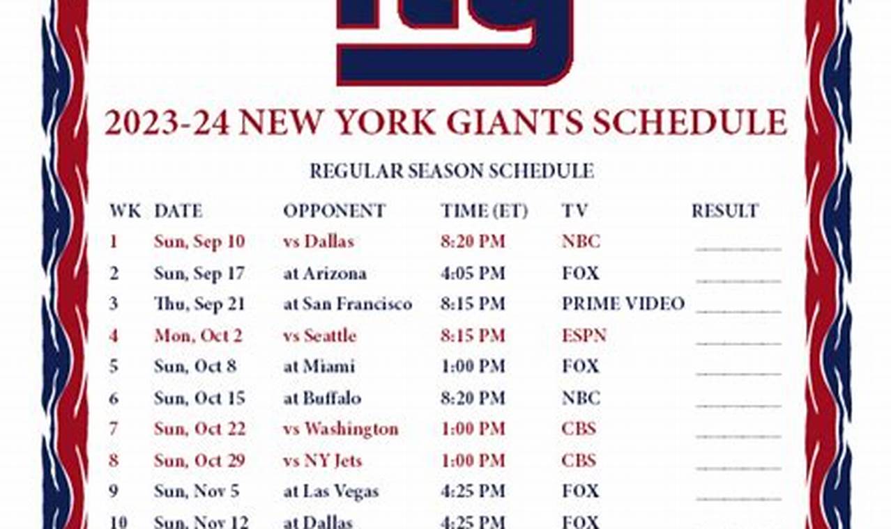 Ny Giants 2024 Home Schedule