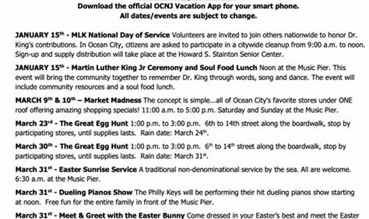 Ocean City Nj Calendar Of Events 2024