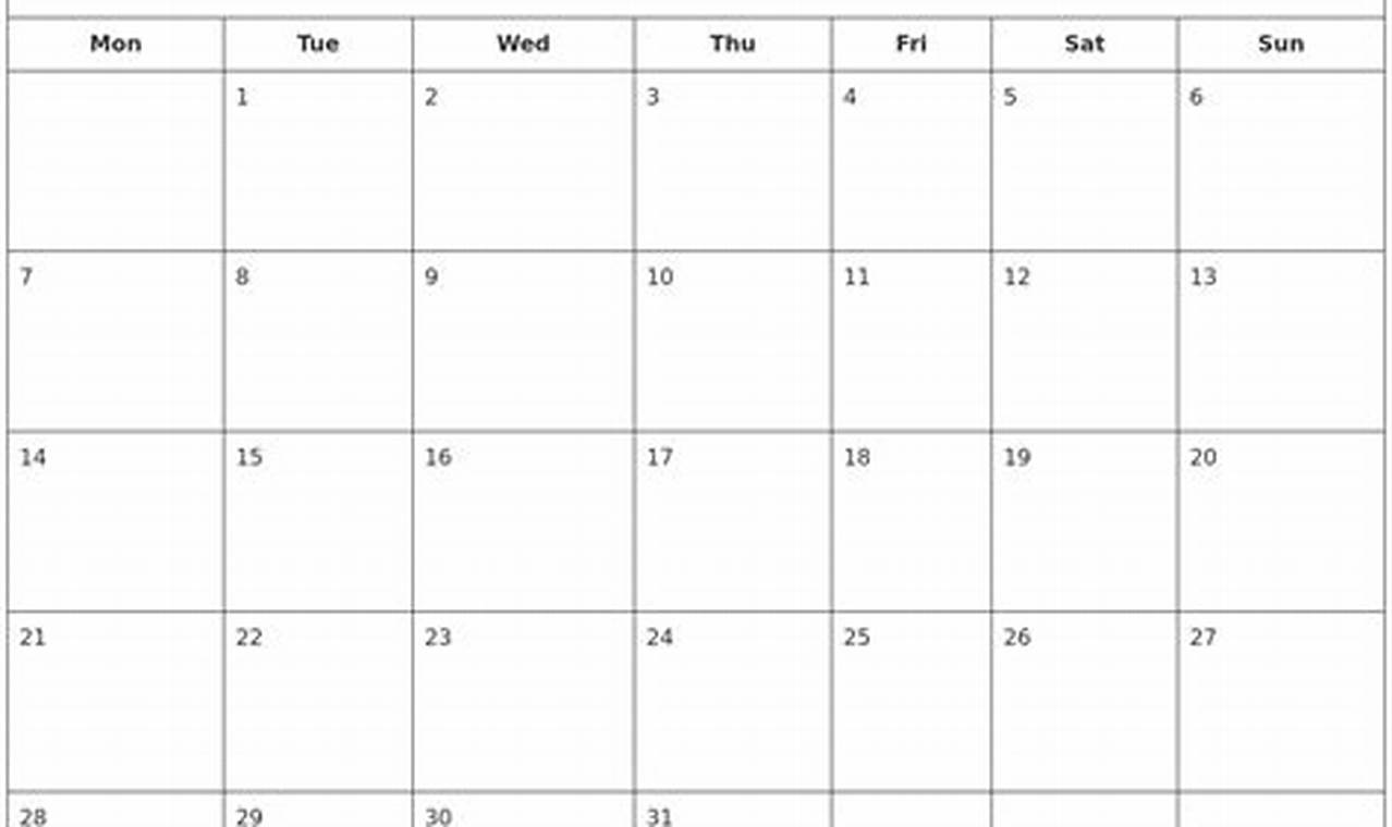 October 2024 Blank Calendar