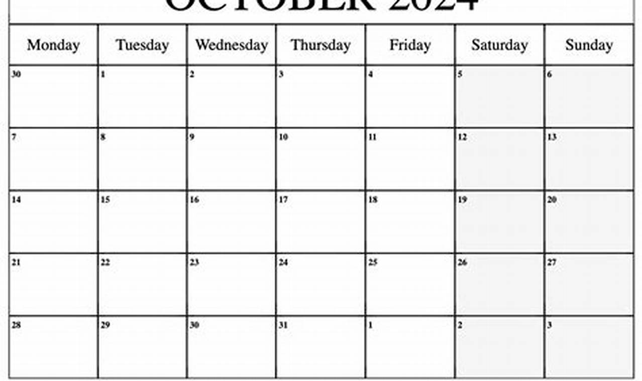 October 2024 Calendar Planner Printable Check