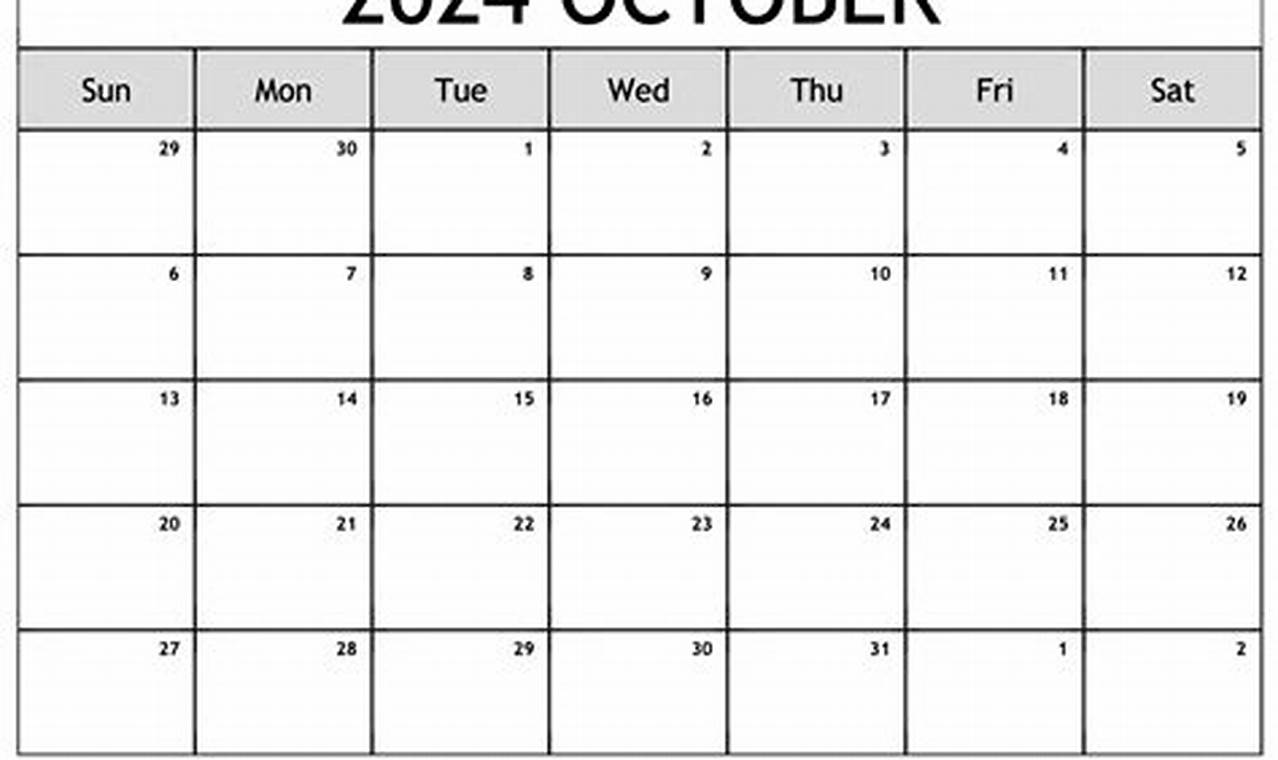October 2024 Calendar With Holidays Printable Stickers Png