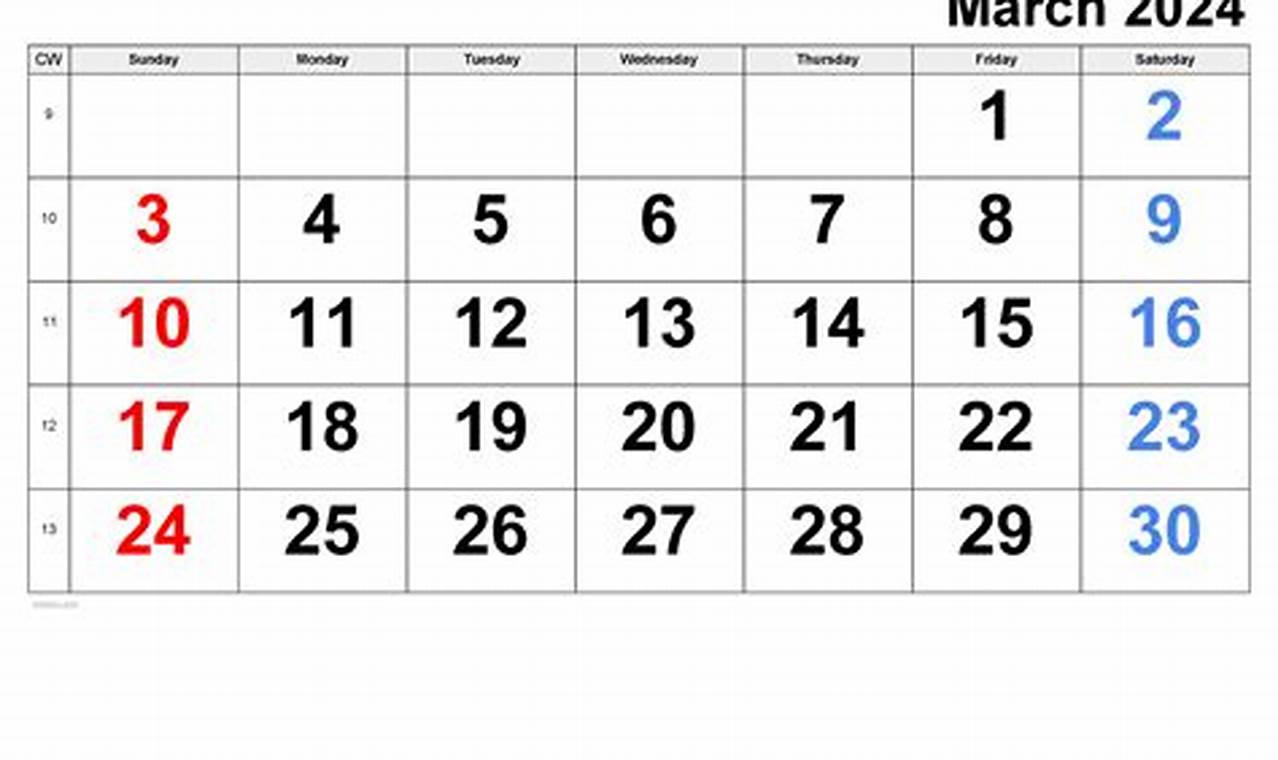 October 2024 To March 2024 Calendar Week Calendar