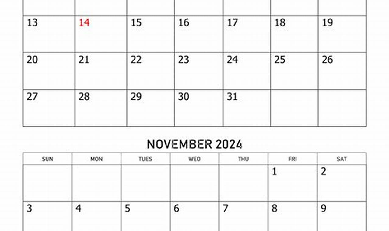 October And November 2024 Calendar Pages