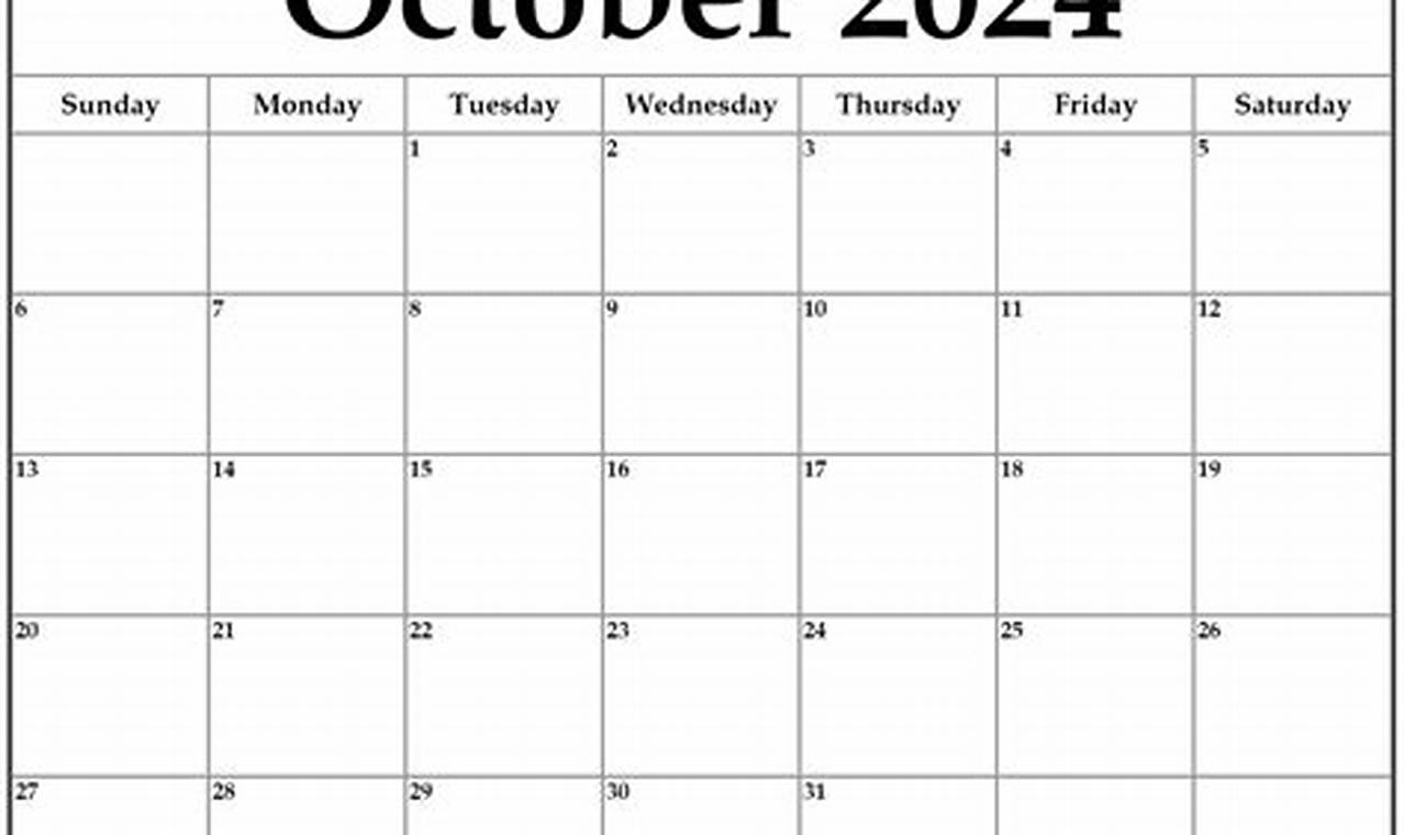 October Calendar 2024 Template