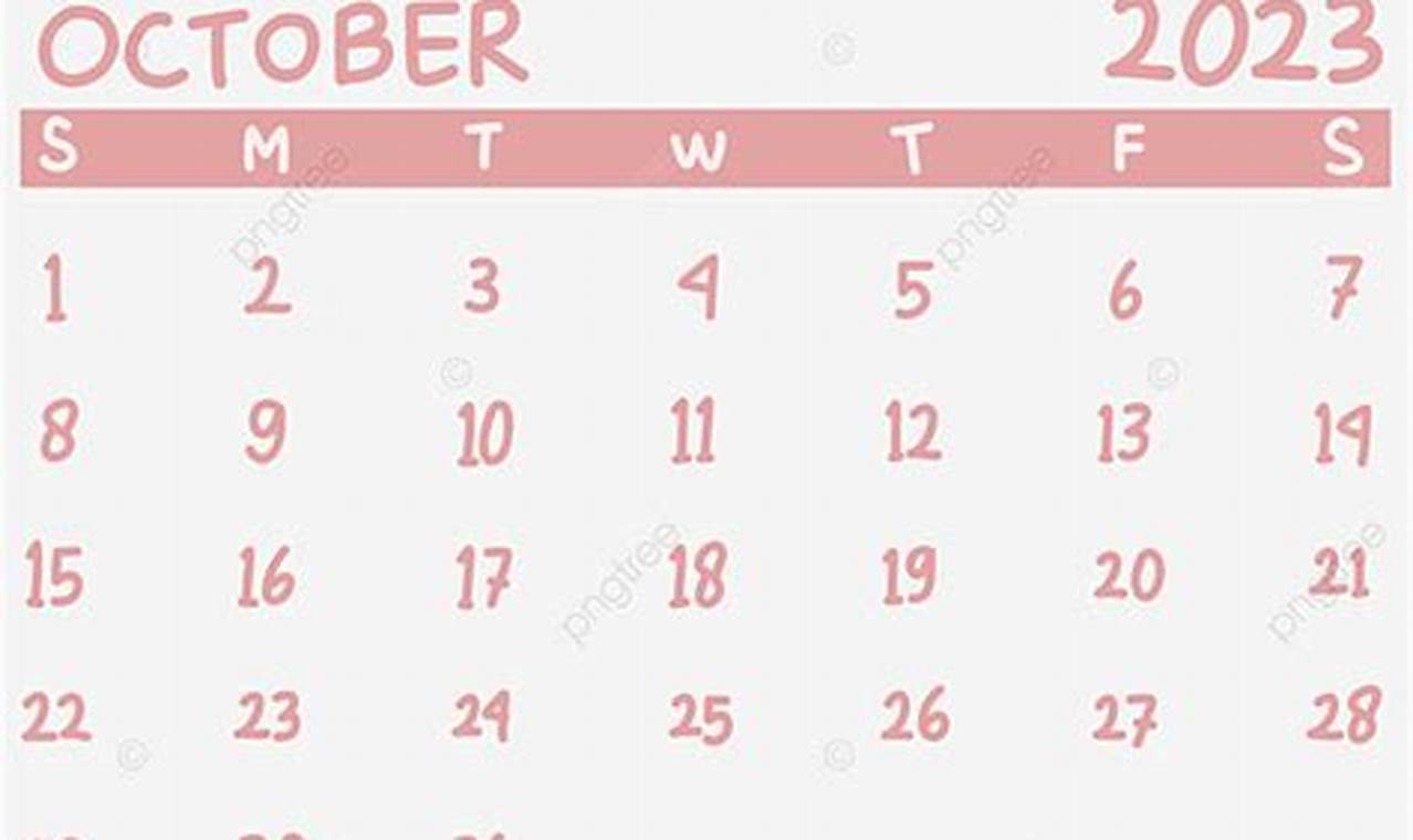 October Pink Calendar