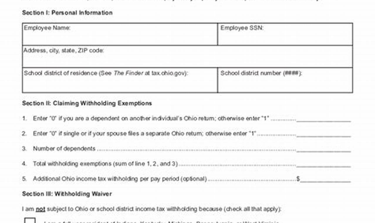 Ohio Tax Withholding Form 2024