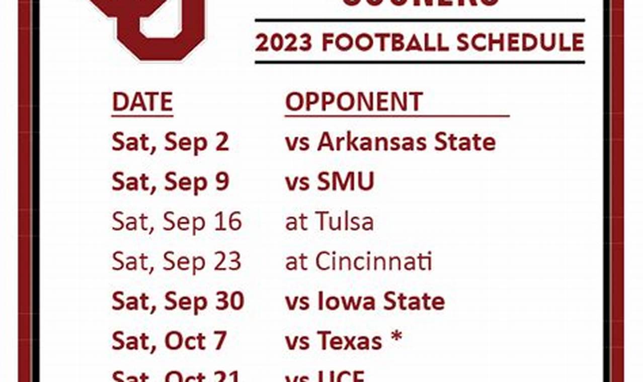 Oklahoma Sooner Football 2024 Schedule