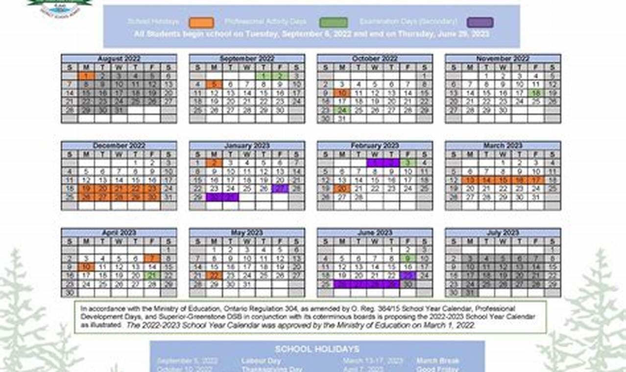 Ontario Schools Calendar