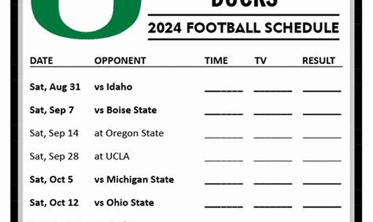 Oregon Ducks Football Schedule 2024-23