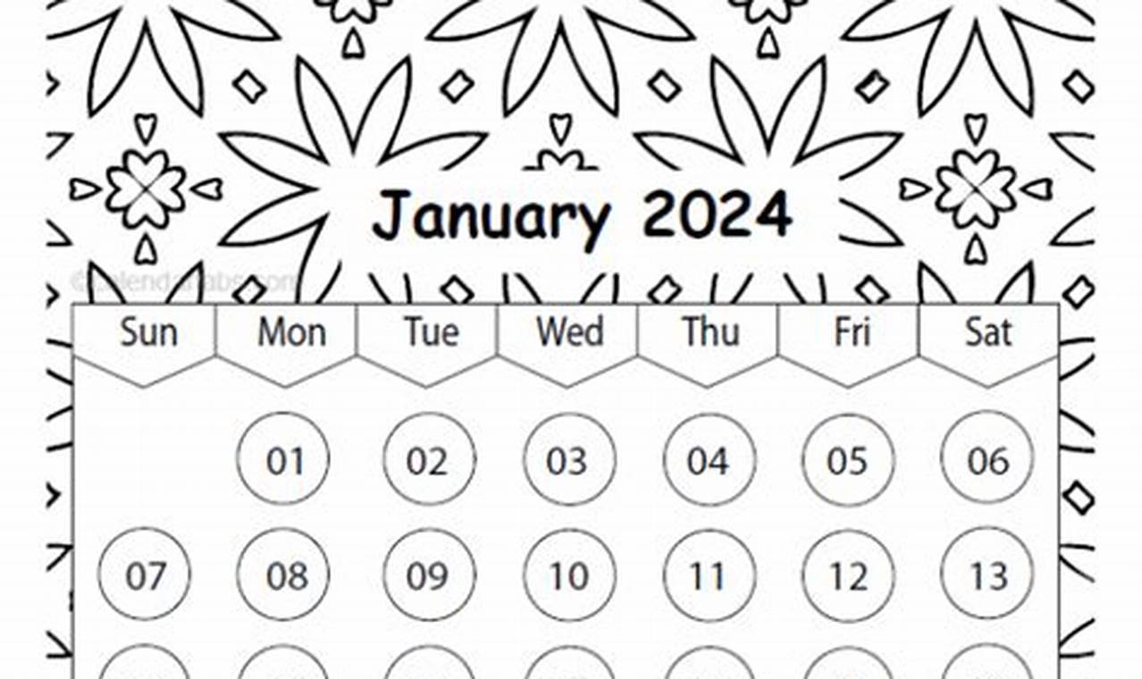 P2024 Weekly Calendar Printable Coloring