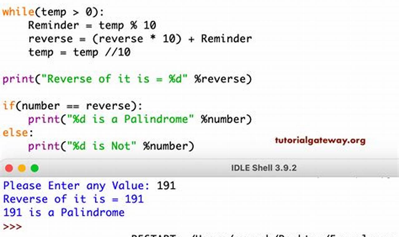 Palindrome Number In Python Using Recursion