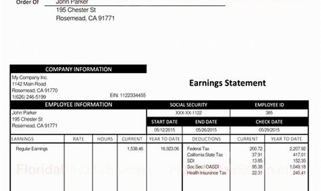 Payroll Check Template Excel