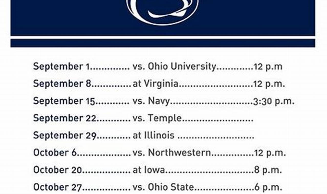 Penn State Football 2024 Football Schedule