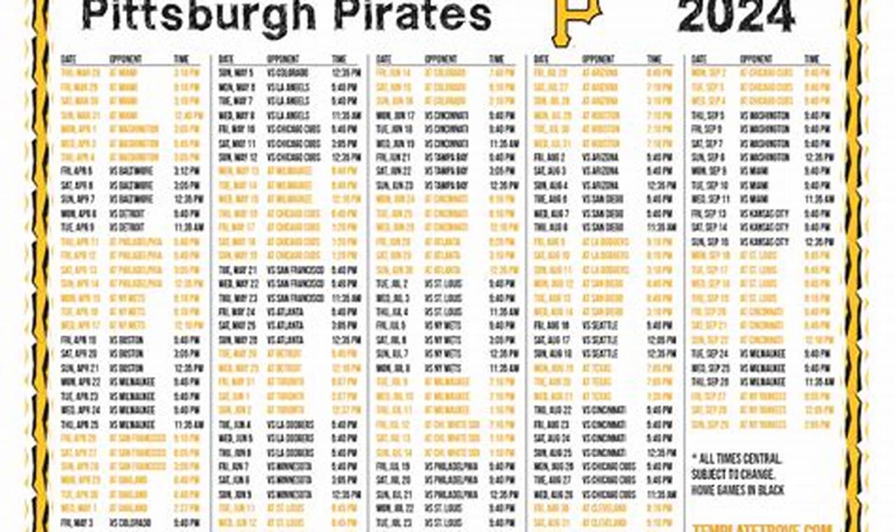 Pgh Pirates Schedule 2024