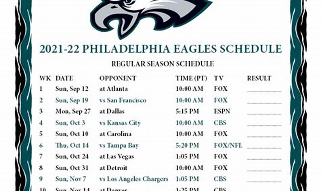 Philadelphia Eagles 2024 Schedule Printable