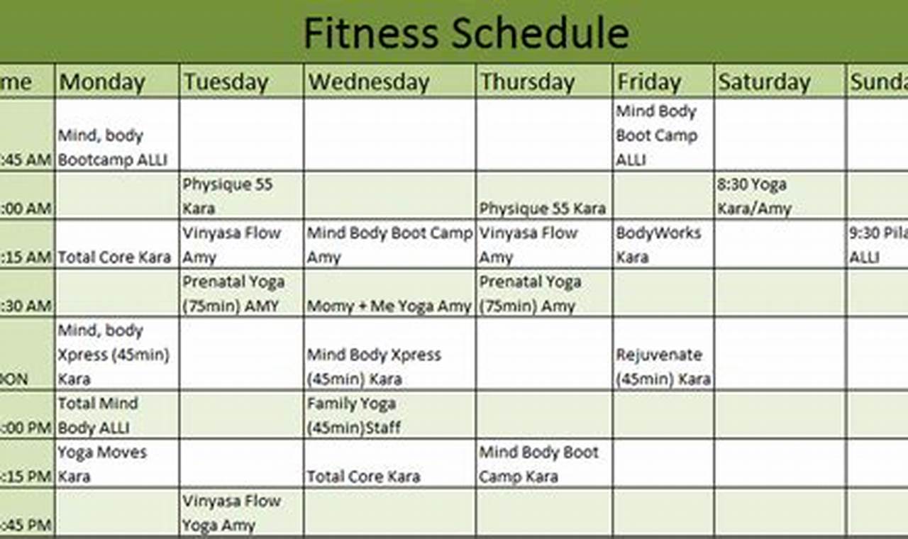Physical Training Calendar