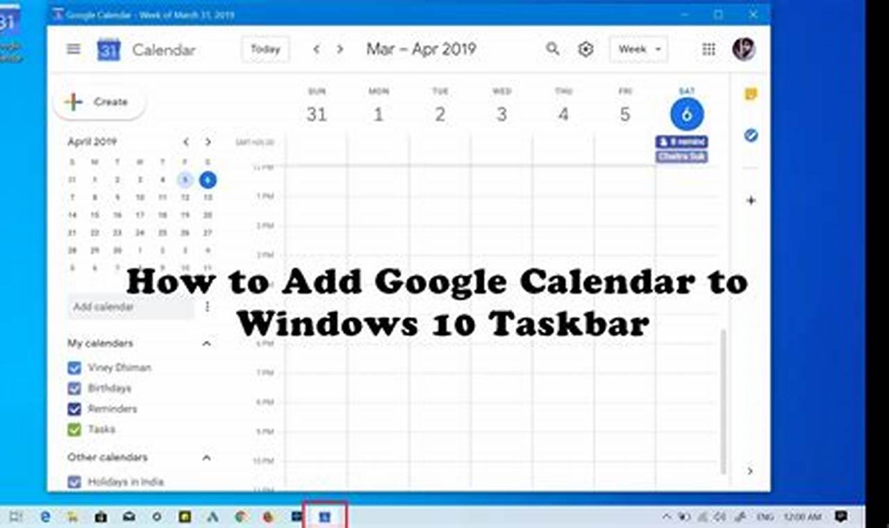 Pin Google Calendar To Taskbar Windows 10