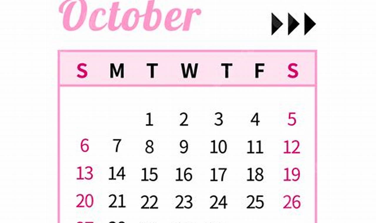 Pink Calendar October 2024
