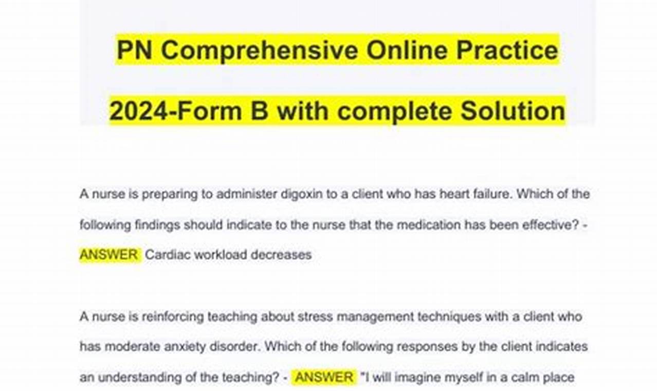 Pn Comprehensive Online Practice 2024 A