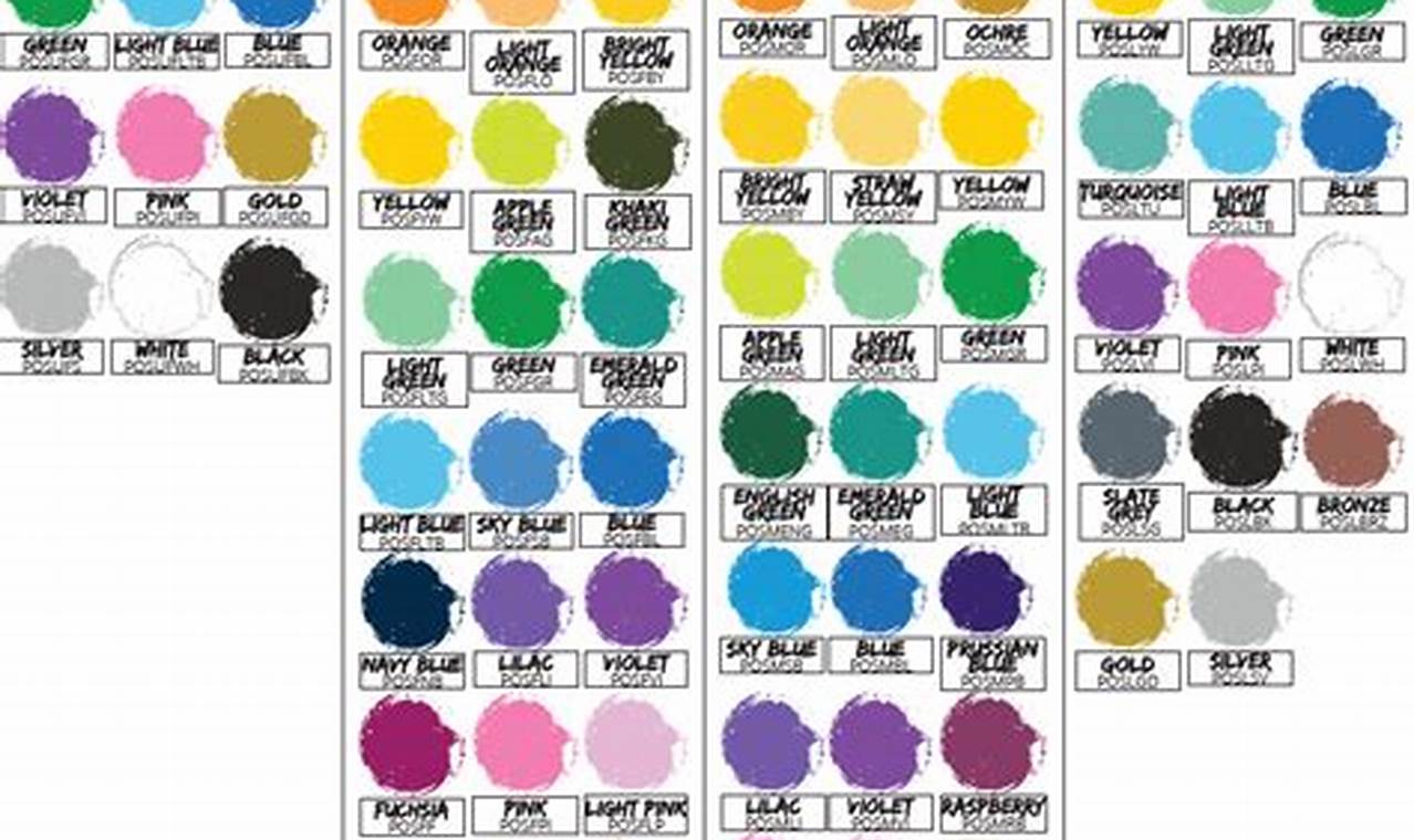 Posca Colour Chart 2024