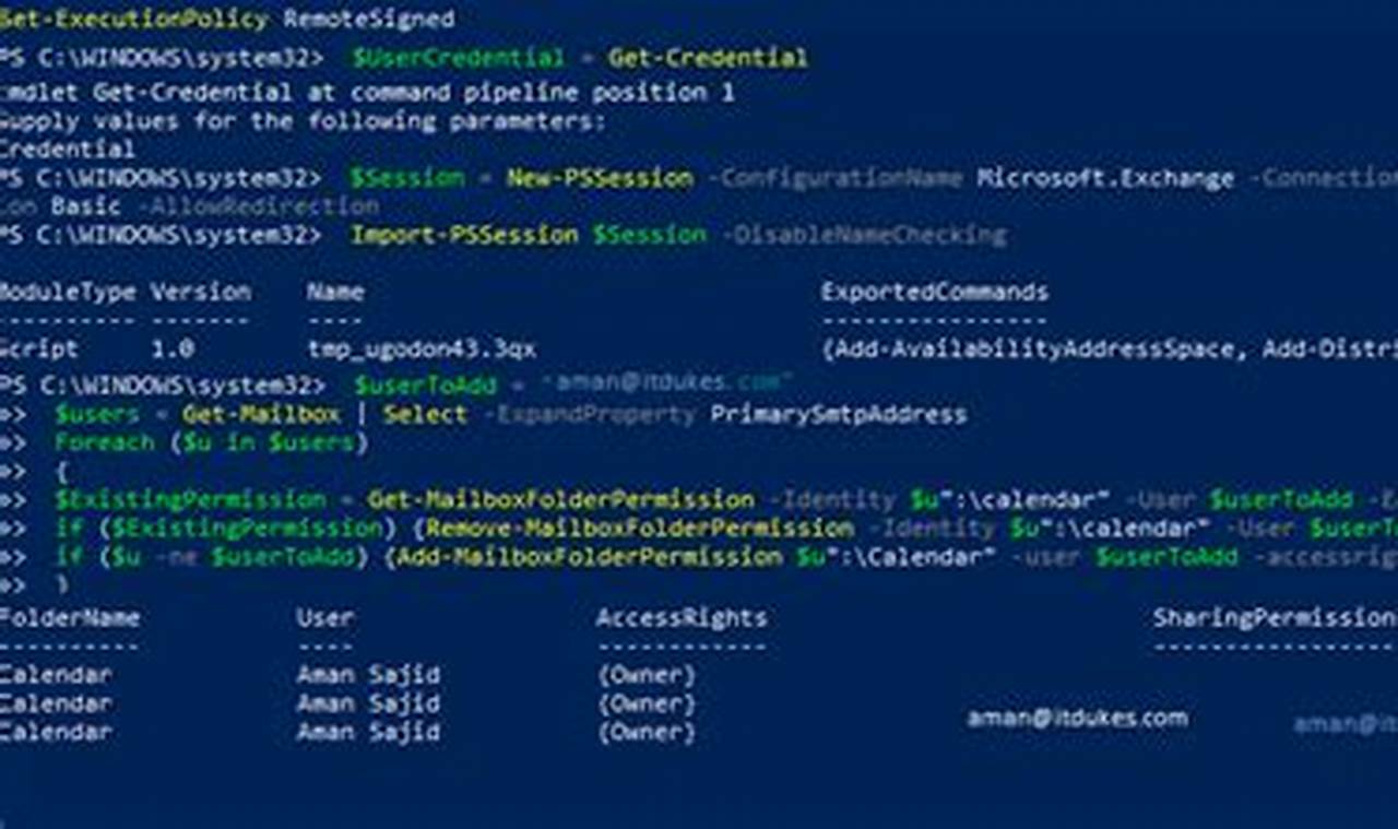 Powershell Command To Check Calendar Permissions In Office 365