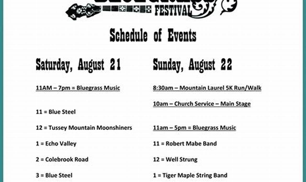 Prescott Bluegrass Festival 2024 Schedule