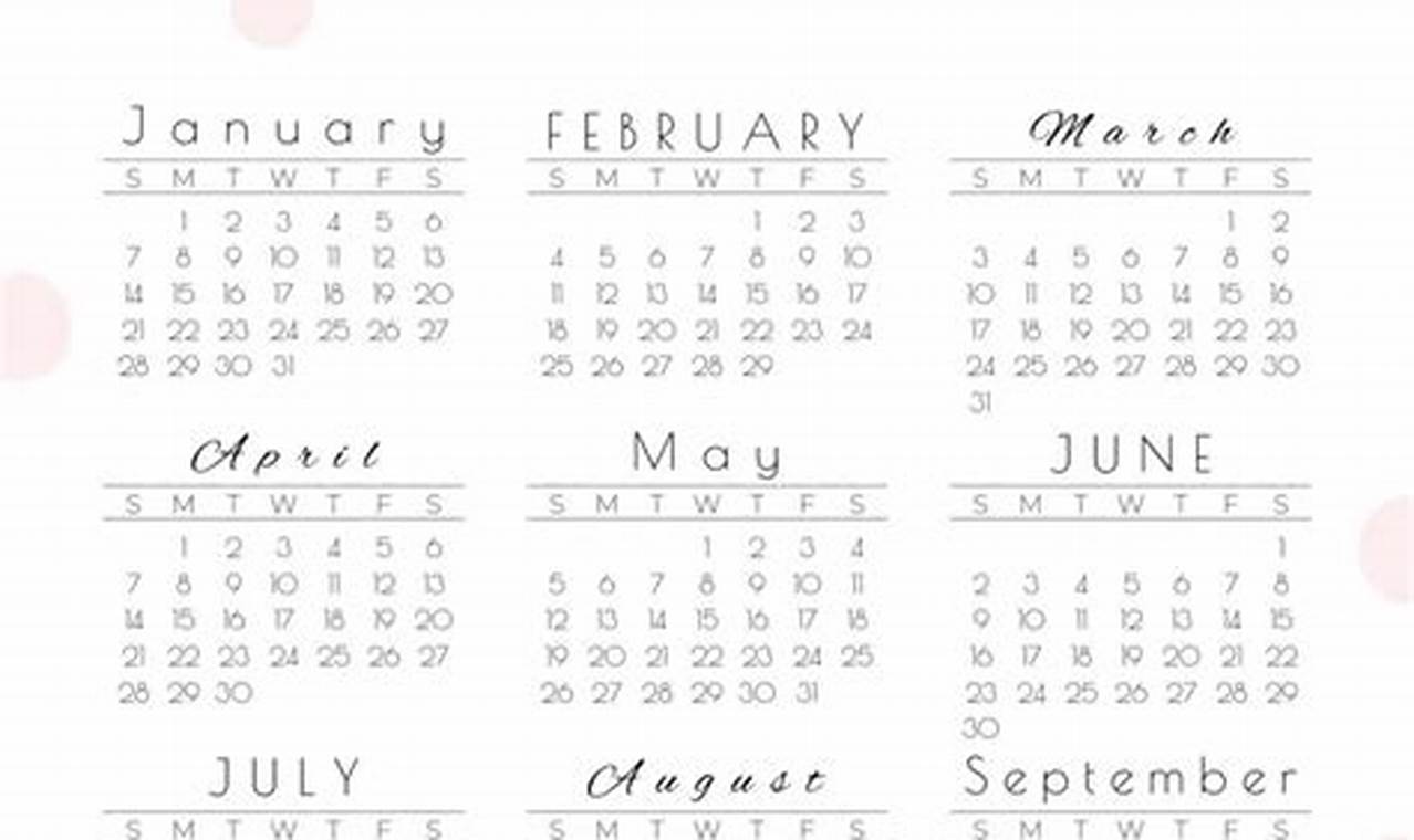 Pretty 2024 Printable Calendar