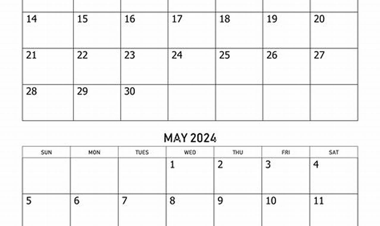 Print April And May 2024 Calendar Weekend