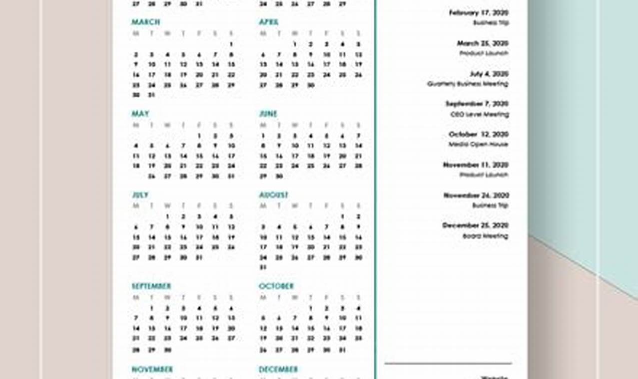 Printable Business Calendar