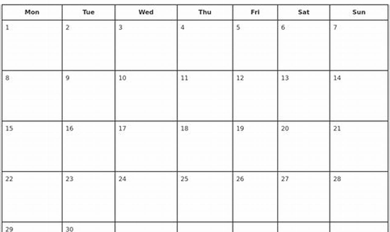 Printable Calendar April 2024 Monday Start