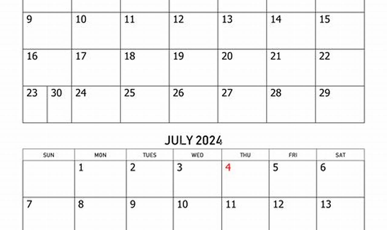 Printable Calendar June July 2024