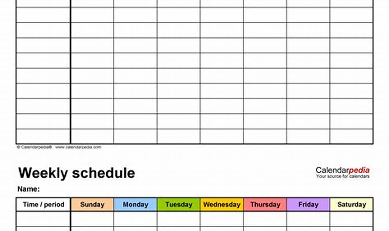 Printable Calendar Schedule Templates Free