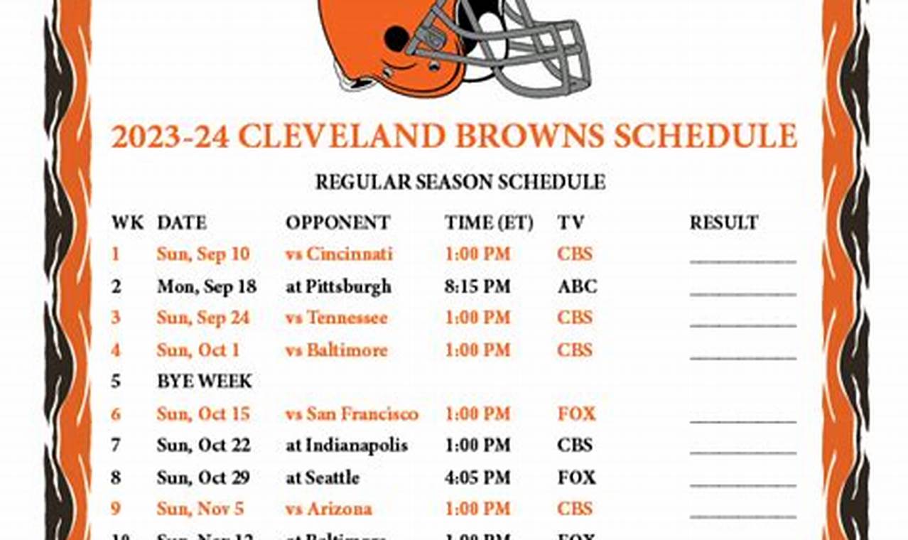 Printable Cleveland Browns Schedule 2024