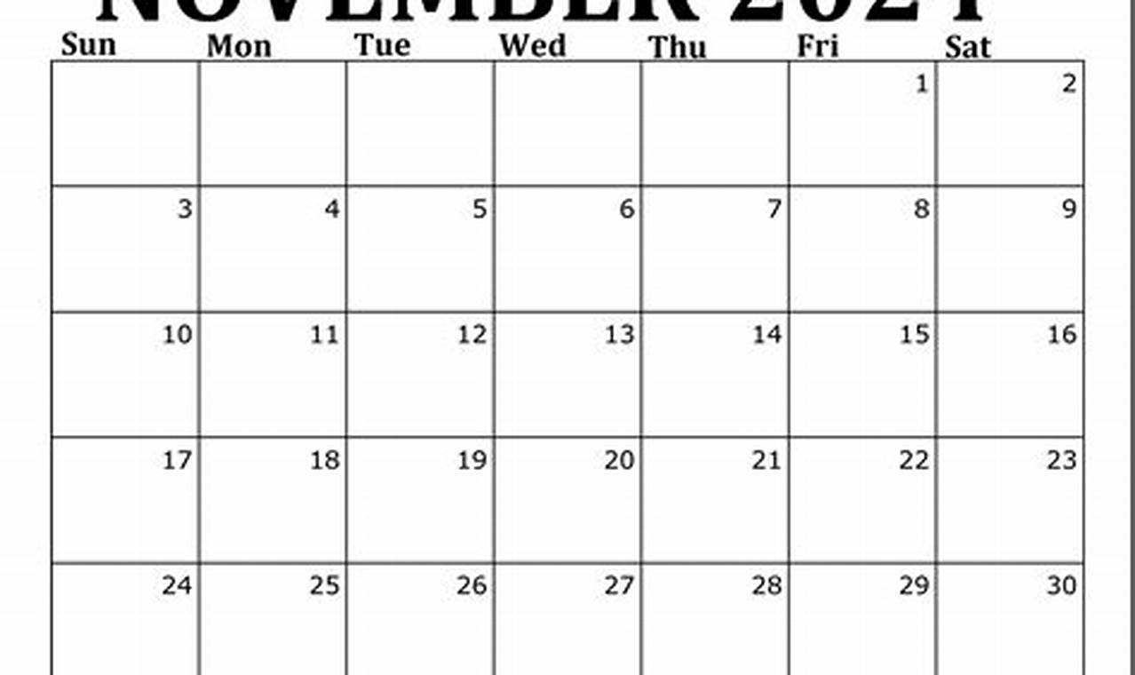 Printable Monthly Calendar November 2024 Pdf