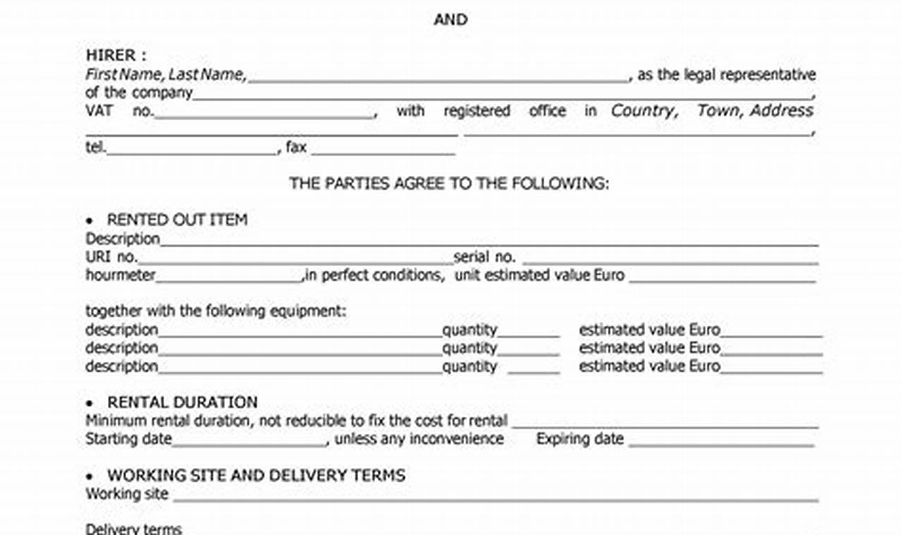 Professional Tools Rental Agreement Template