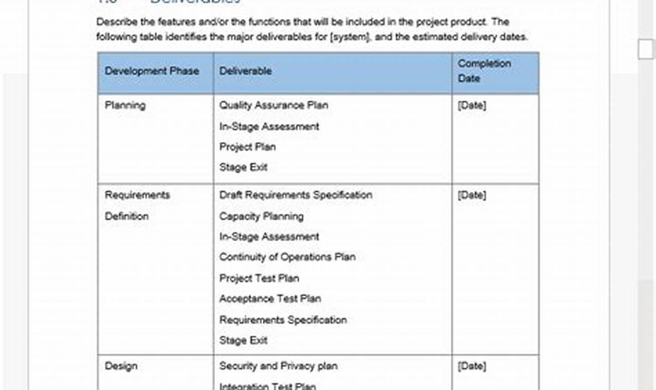 Project Plan In Microsoft Word