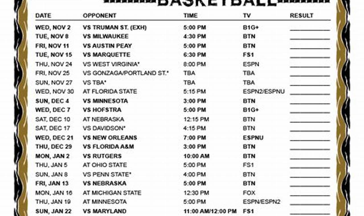 Purdue Basketball Schedule 2024 24 Printable Pdf Espn
