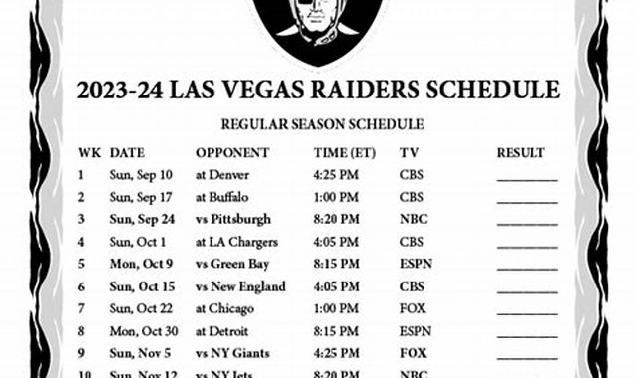 Raiders Season Schedule 2024