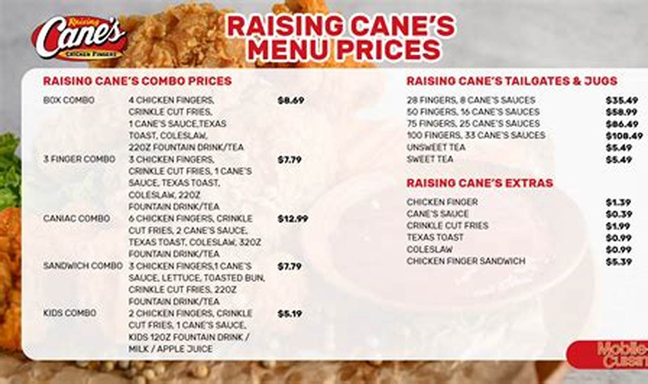 Raising Cane's Prices 2024