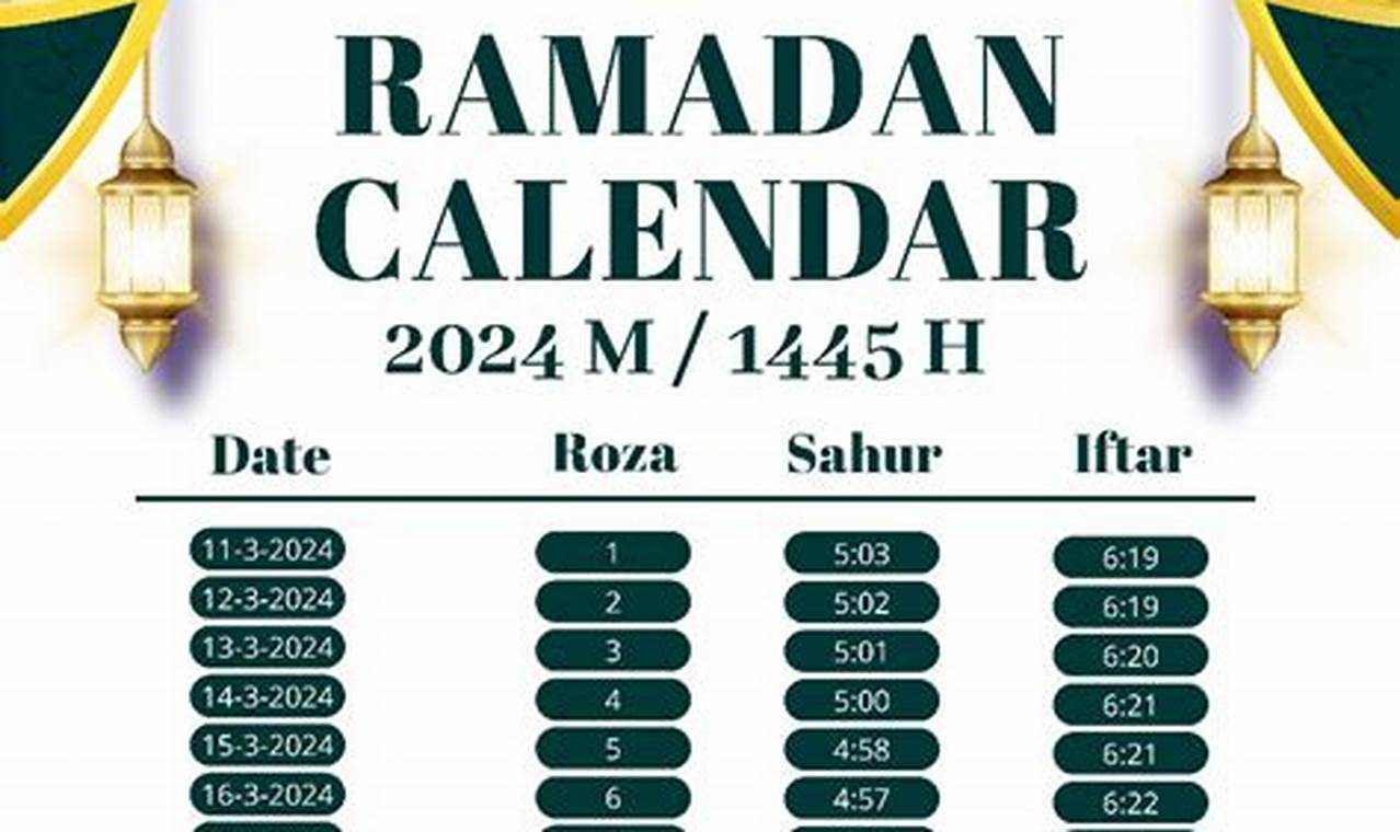 Ramazan Calendar 2024