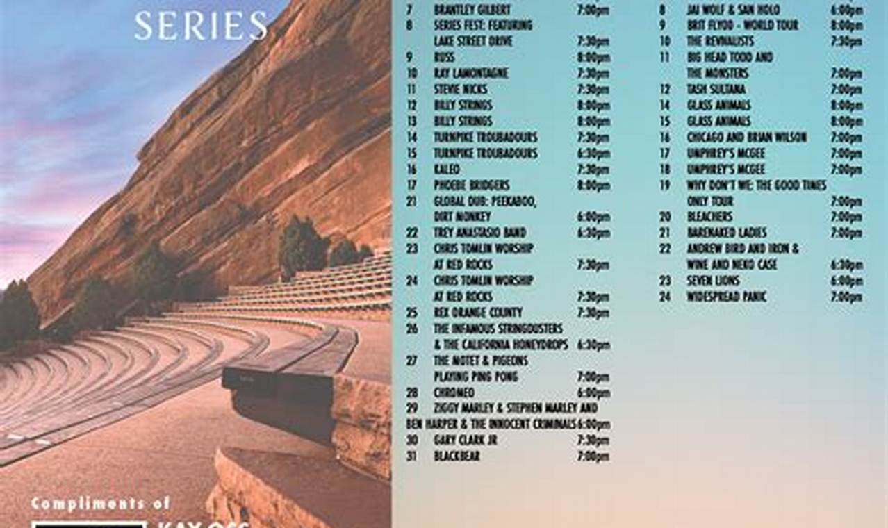 Red Rocks Concerts 2024 Schedule Calendar