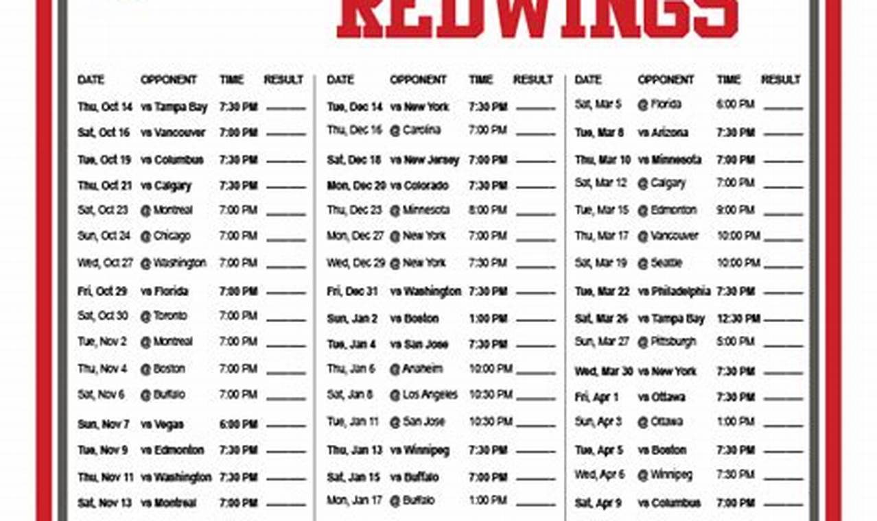 Red Wings 2024-24 Schedule